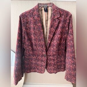 GAP Women's Burgundy Floral Blazer